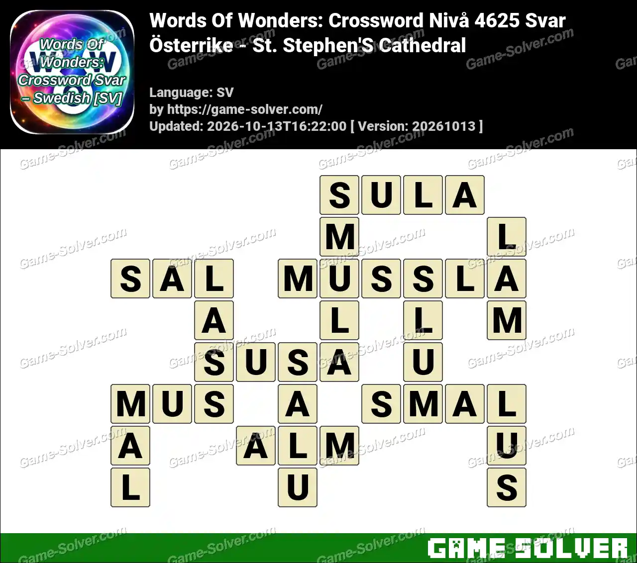 Words Of Wonders: Crossword Nivå 4625 Svar – Österrike – St. Stephen’S Cathedral